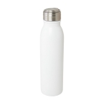 Recycled stainless steel leak-proof bottle with handle, 700 ml white colour