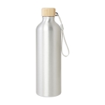 Recycled aluminium bottle with bamboo lid and strap, 770 ml silver colour