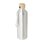 Recycled aluminium bottle with bamboo lid and strap, 770 ml silver colour