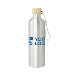 Recycled aluminium bottle with bamboo lid and strap, 770 ml