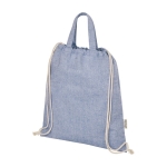 Recycled cotton bag with drawstring closure, 150 g/m² marbled blue colour