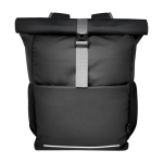 Roll-up waterproof recycled polyester backpack for laptops, 15'' black colour