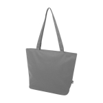 Multi-purpose recycled polyester bag with main zipper grey colour