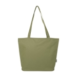 Multi-purpose recycled polyester bag with main zipper olive green colour