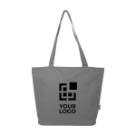 Multi-purpose recycled polyester bag with main zipper