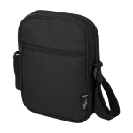 Water-repellent recycled polyester messenger bag with pockets black colour