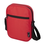 Water-repellent recycled polyester messenger bag with pockets red colour