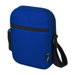 Water-repellent recycled polyester messenger bag with pockets royal blue colour