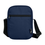 Water-repellent recycled polyester messenger bag with pockets navy-blue colour