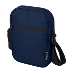 Water-repellent recycled polyester messenger bag with pockets navy-blue colour