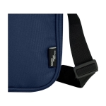 Water-repellent recycled polyester messenger bag with pockets navy-blue colour