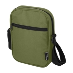 Water-repellent recycled polyester messenger bag with pockets olive green colour