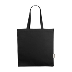 Recycled cotton shopping bag with short handles, 220 g/m² black colour