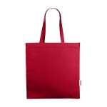 Recycled cotton shopping bag with short handles, 220 g/m² red colour