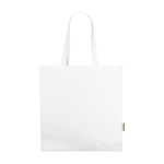 Recycled cotton shopping bag with short handles, 220 g/m² white colour