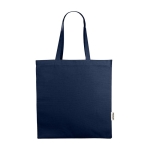 Recycled cotton shopping bag with short handles, 220 g/m² navy-blue colour