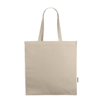 Recycled cotton shopping bag with short handles, 220 g/m² natural colour