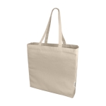 Recycled cotton shopping bag with short handles, 220 g/m² natural colour