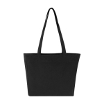 XL recycled cotton bag with zipper and pocket, 500 g/m² black colour