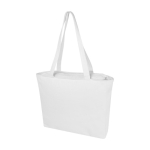 XL recycled cotton bag with zipper and pocket, 500 g/m² white colour