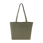 XL recycled cotton bag with zipper and pocket, 500 g/m² green colour