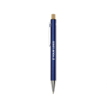 Recycled aluminium pen with bamboo push-button, black ink