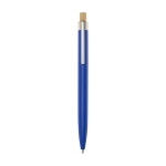 Aluminium and bamboo pen with transparent detail, blue ink blue colour