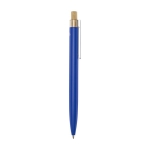 Aluminium and bamboo pen with transparent detail, black ink blue colour