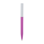 Recycled plastic pen in various colors, blue ink fuchsia colour