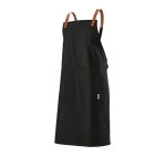 Recycled cotton apron with front pockets, 280 g/m2 black colour