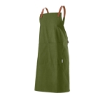 Recycled cotton apron with front pockets, 280 g/m2 military green colour