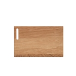 Oak chopping board with corner handle for hanging natural colour front view