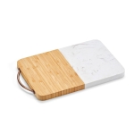 Bamboo and marble chopping board with top handle natural colour