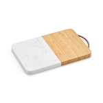 Bamboo and marble chopping board with top handle natural colour second view