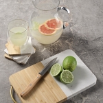 Bamboo and marble chopping board with top handle ambient view