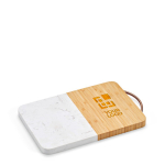 Bamboo and marble chopping board with top handle main view