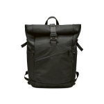 Roll-up backpack in RPET with buckle closure, 28 L black colour