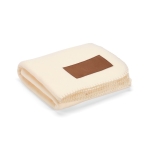 Ecological RPET blanket with customisable patch, 180 g/m2 beige colour