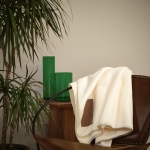 Ecological RPET blanket with customisable patch, 180 g/m2 beige colour ambient view