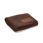 Ecological RPET blanket with customisable patch, 180 g/m2 dark brown colour