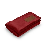 Extra soft blanket made of RPET with patch, 240 g/m2 burgundy colour third view