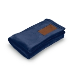 Extra soft blanket made of RPET with patch, 240 g/m2 blue colour third view