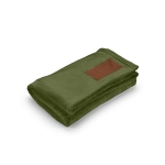 Extra soft blanket made of RPET with patch, 240 g/m2 military green colour