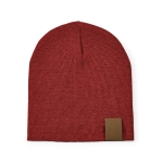 Sustainable RPET beanie, ideal for cold winter days with burgundy colour front view