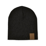 Sustainable RPET beanie, ideal for cold winter days with black colour front view