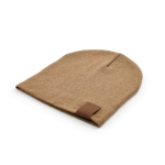 Sustainable RPET beanie, ideal for cold winter days with camel colour second view