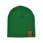 Sustainable RPET beanie, ideal for cold winter days with dark green colour front view