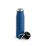 Recycled stainless steel bottle with drawstring, 540 ml blue colour second view