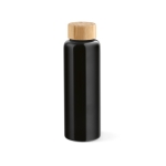 Leak-proof  glass bottle with bamboo lid, 490 ml black colour