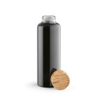 Leak-proof  glass bottle with bamboo lid, 490 ml black colour second view